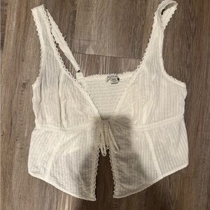 American Eagle Outfitters Cream Lace Trim Top